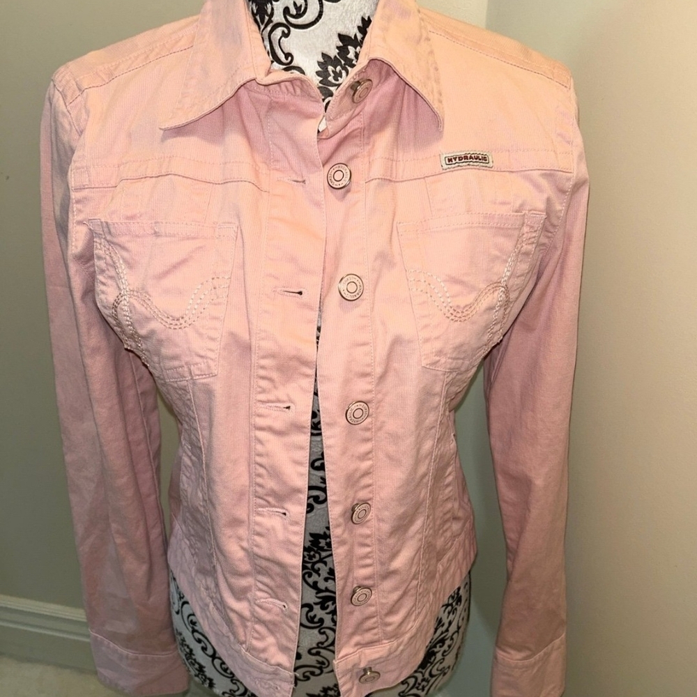 Hydraulic Women/Juniors Stretch Pink Denim Jean Jacket Sz Medium Great Condition